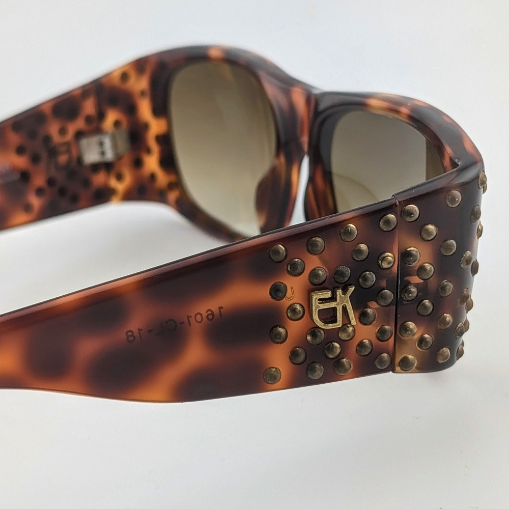 Emmanuelle Khanh Paris 1601-cl-18 Brown Tortoise Shell Frame Bronze Stud Vintage - Picture 4 of 9